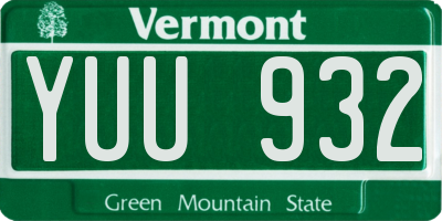 VT license plate YUU932