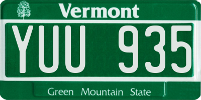 VT license plate YUU935