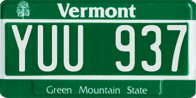 VT license plate YUU937