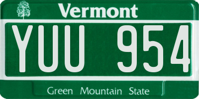 VT license plate YUU954