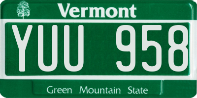 VT license plate YUU958