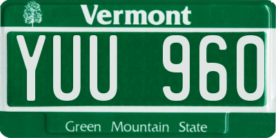 VT license plate YUU960