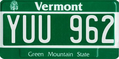 VT license plate YUU962