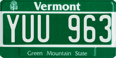 VT license plate YUU963