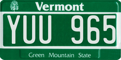 VT license plate YUU965