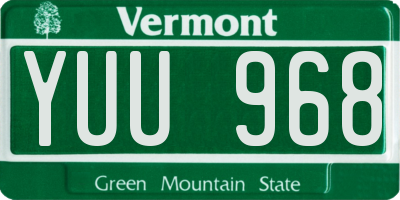 VT license plate YUU968