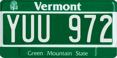 VT license plate YUU972