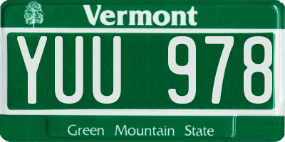 VT license plate YUU978