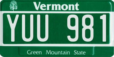 VT license plate YUU981
