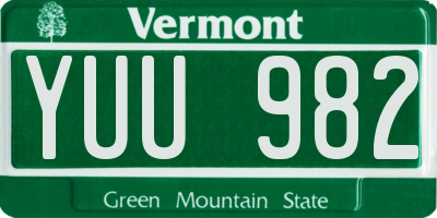 VT license plate YUU982