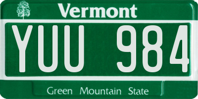 VT license plate YUU984