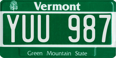 VT license plate YUU987