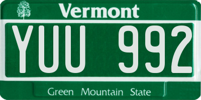 VT license plate YUU992