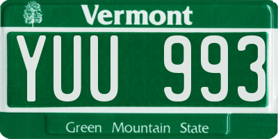 VT license plate YUU993