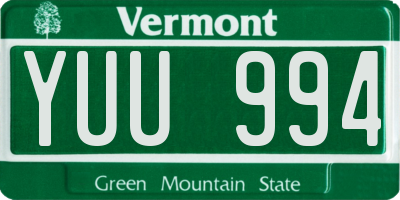 VT license plate YUU994