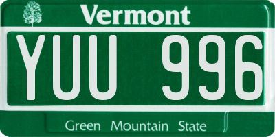 VT license plate YUU996