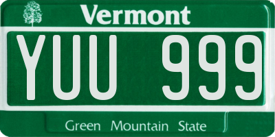VT license plate YUU999