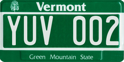 VT license plate YUV002