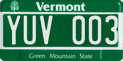 VT license plate YUV003