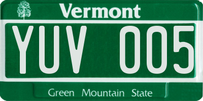 VT license plate YUV005