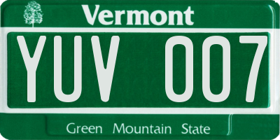 VT license plate YUV007