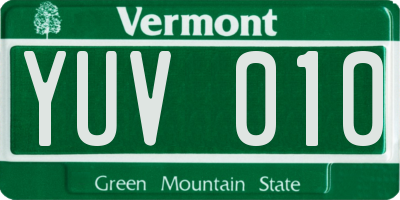 VT license plate YUV010