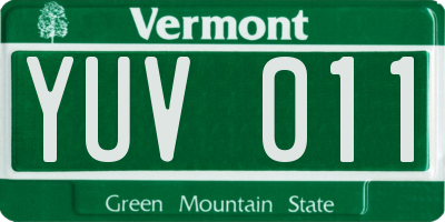 VT license plate YUV011