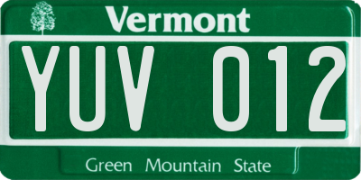 VT license plate YUV012