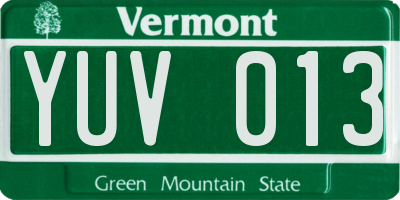 VT license plate YUV013