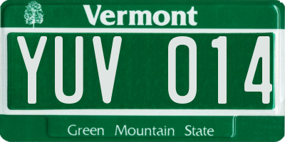 VT license plate YUV014