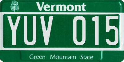 VT license plate YUV015