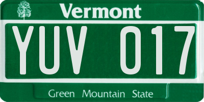 VT license plate YUV017