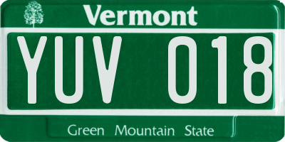 VT license plate YUV018