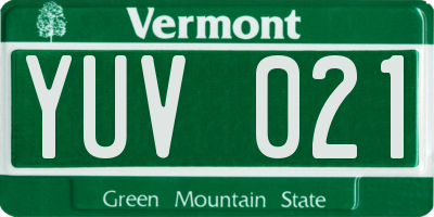 VT license plate YUV021