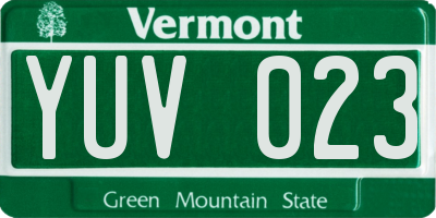 VT license plate YUV023