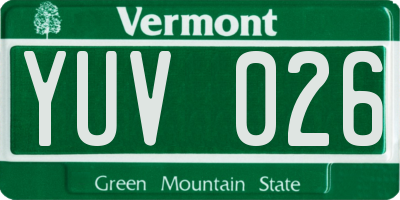 VT license plate YUV026