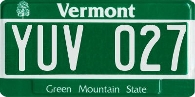 VT license plate YUV027