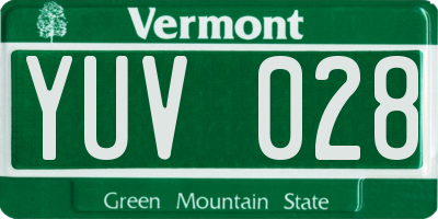 VT license plate YUV028