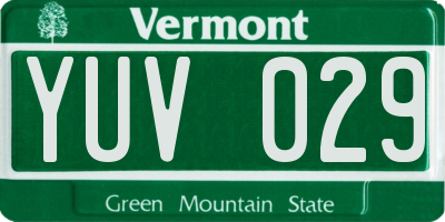 VT license plate YUV029
