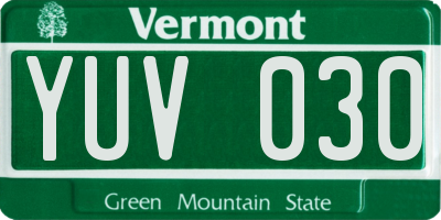 VT license plate YUV030