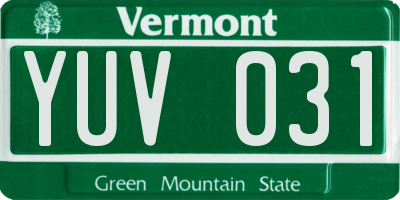 VT license plate YUV031