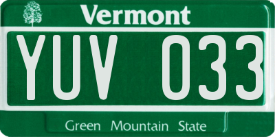 VT license plate YUV033