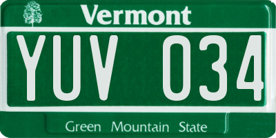 VT license plate YUV034