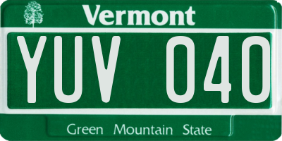 VT license plate YUV040