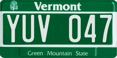 VT license plate YUV047