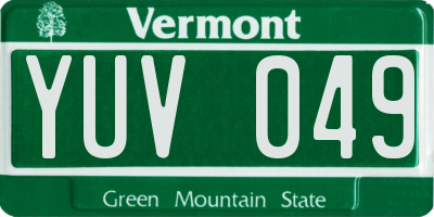 VT license plate YUV049