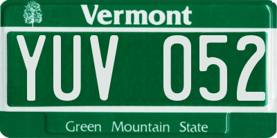 VT license plate YUV052