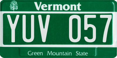 VT license plate YUV057