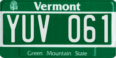 VT license plate YUV061