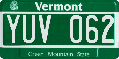 VT license plate YUV062